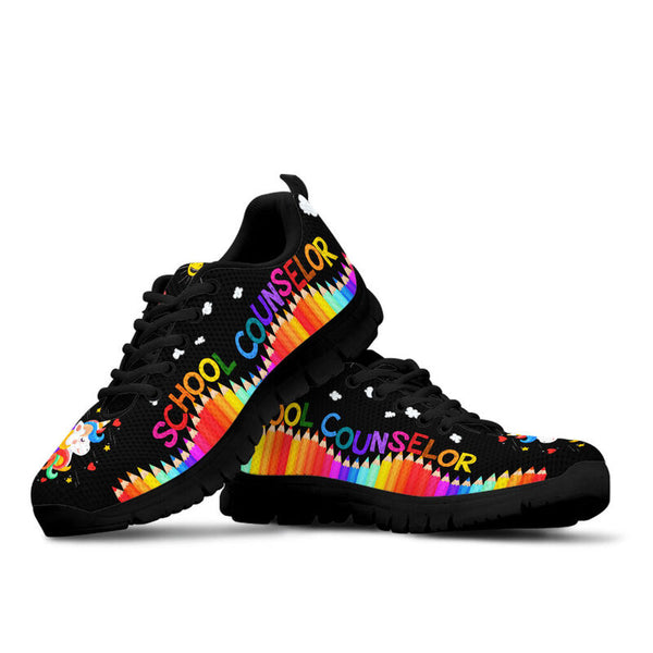 School Counselor Unicorn Black Shoes Sneakers, Runni- Love Sneakers