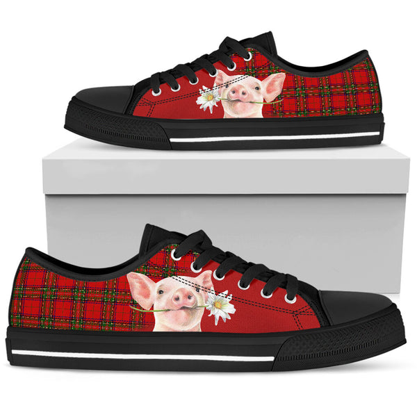 Pig Red Plaid Low Top  Shoes