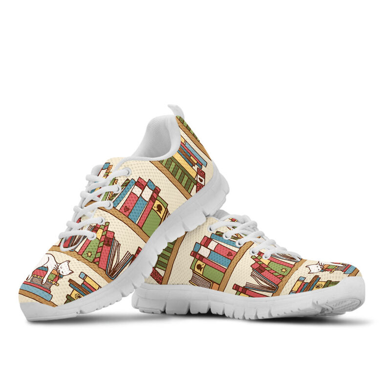 Librarian Cartoon Cute Sneakers, Runni- Love Sneakers