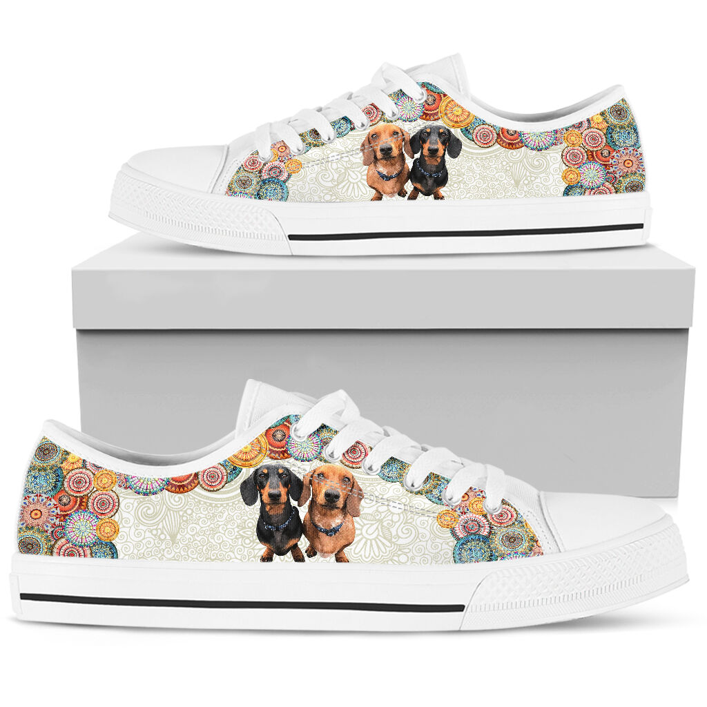 Dachshund Mandala Color Pattern - Low Top Shoe - Love Love Top Shoes