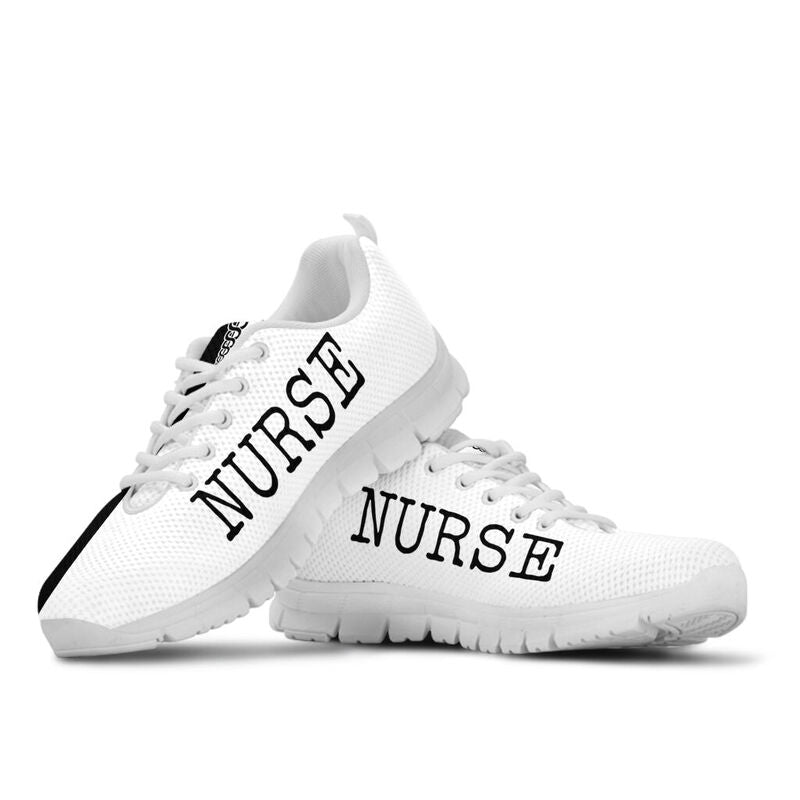 Nurse- Love Black White Sneakers, Running Shoes, Shoes For Women, Shoes For Men, Custom Shoe- Love Sneakers