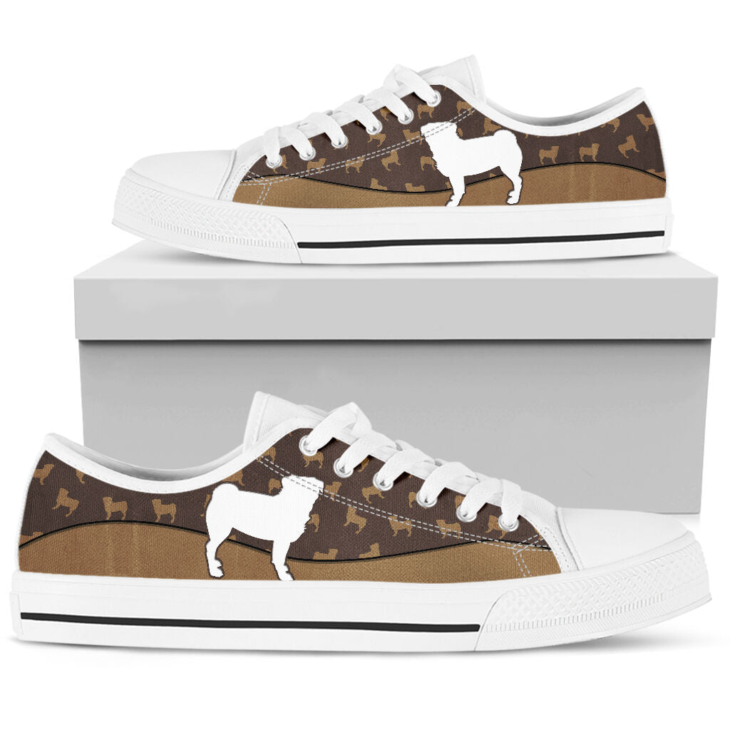 Pug Brown Pattern - Low Top Shoe - Love Love Top Shoes