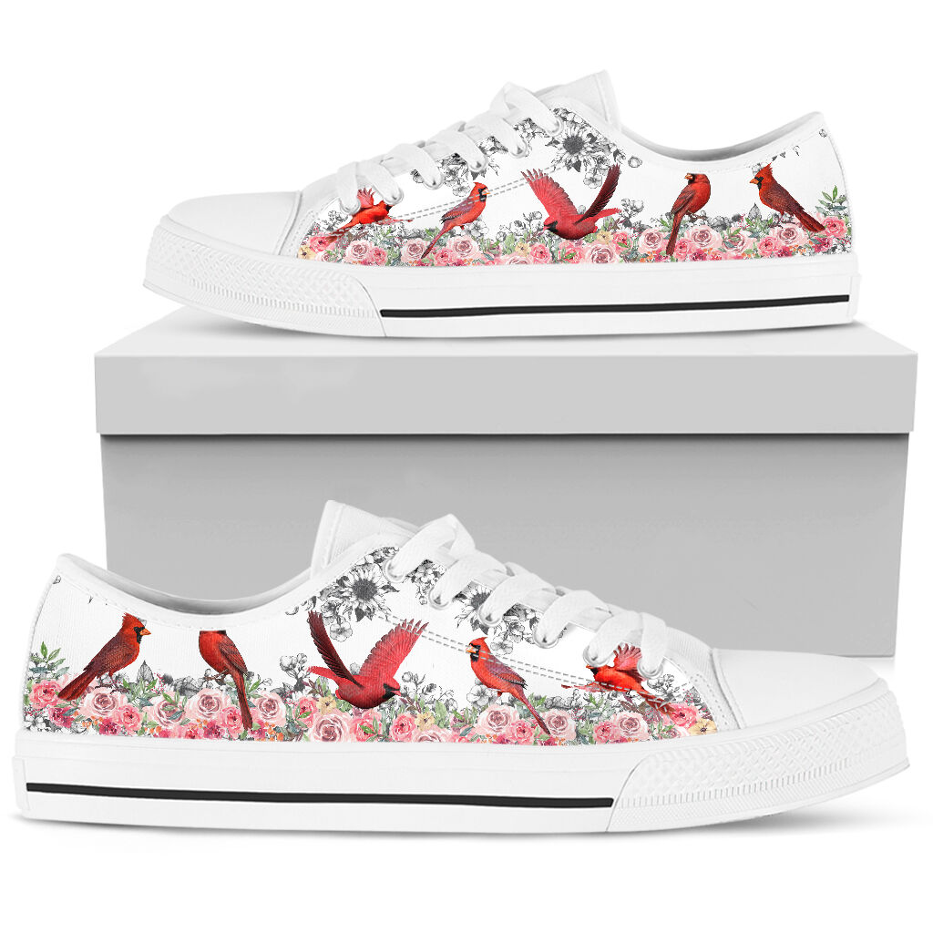 Flowers - Cardinal Bird - Low Top Shoe - Love Love Top Shoes