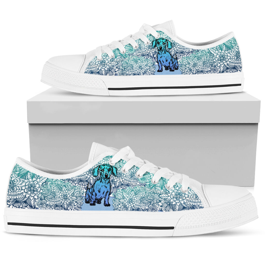 Dachshund Flower Gradient - Low Top Shoe - Love Love Top Shoes