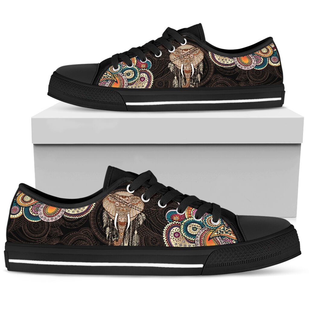 Elephant Henna Paisley Low Top Black Shoes