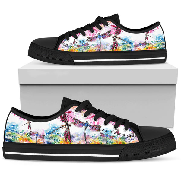 Dragonfly Flower Watercolor - Low Top - Nnl Shoe - Love Love Top Shoes