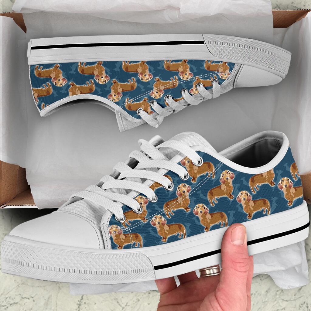 Dachshund Navy Pattern - Low Top Shoe - Love Love Top Shoes