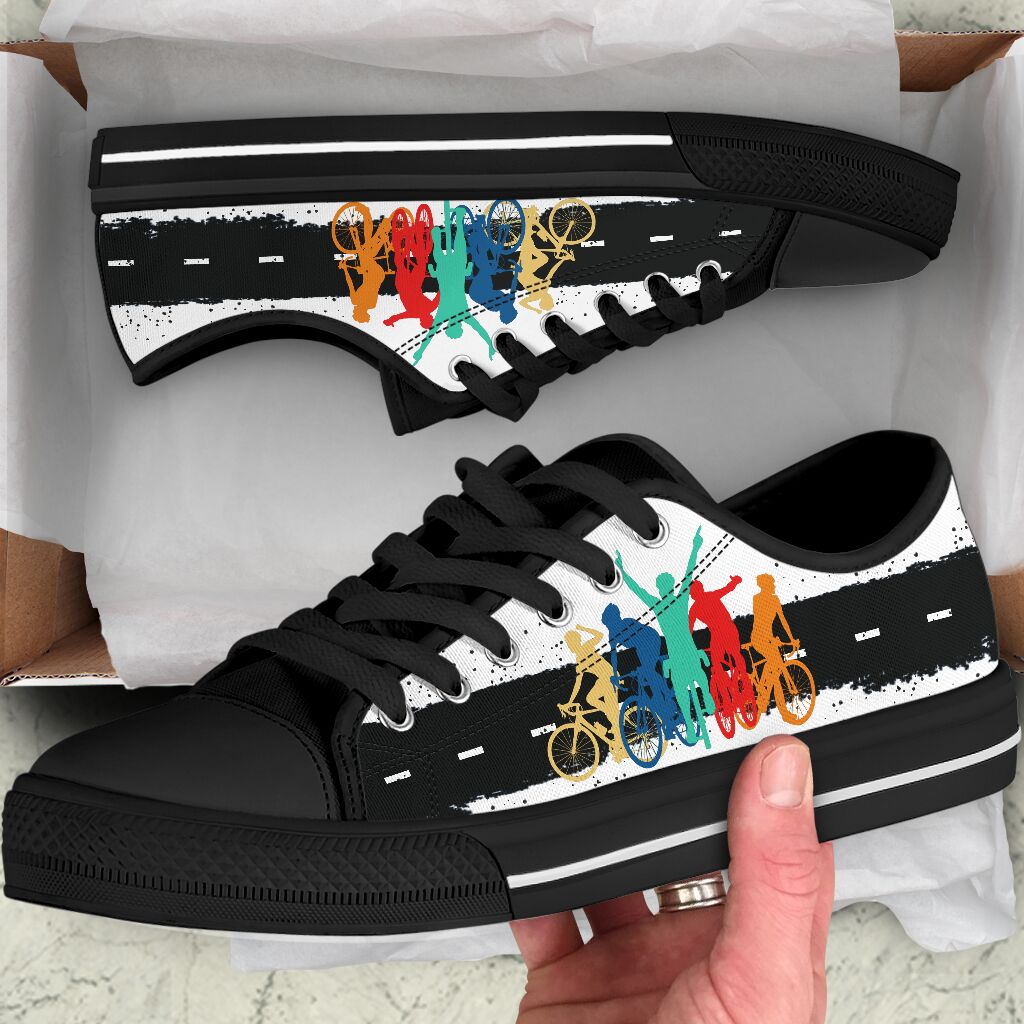 Cycling Color Art Low Top Shoes - Love Low Top Shoes