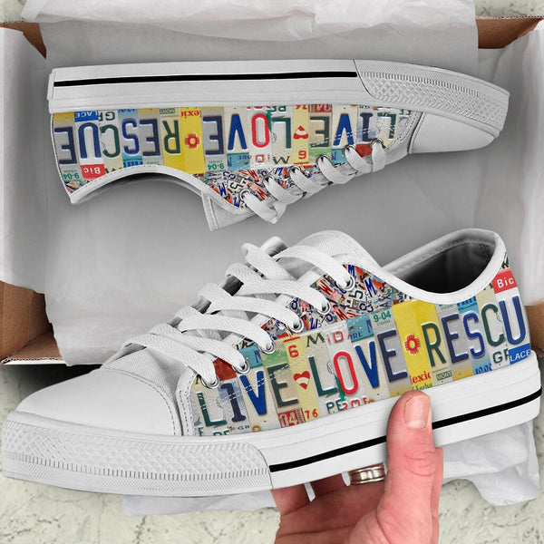 Dog Live Love Rescue License Plates Low Top Shoes