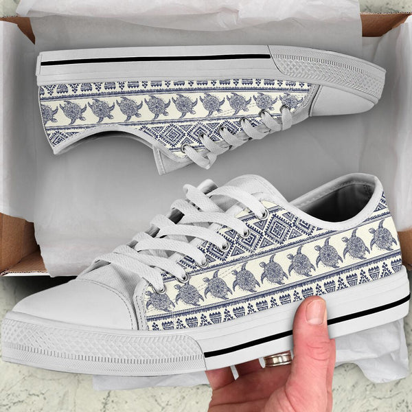 Turtle Vintage Patterns Low Top Shoes