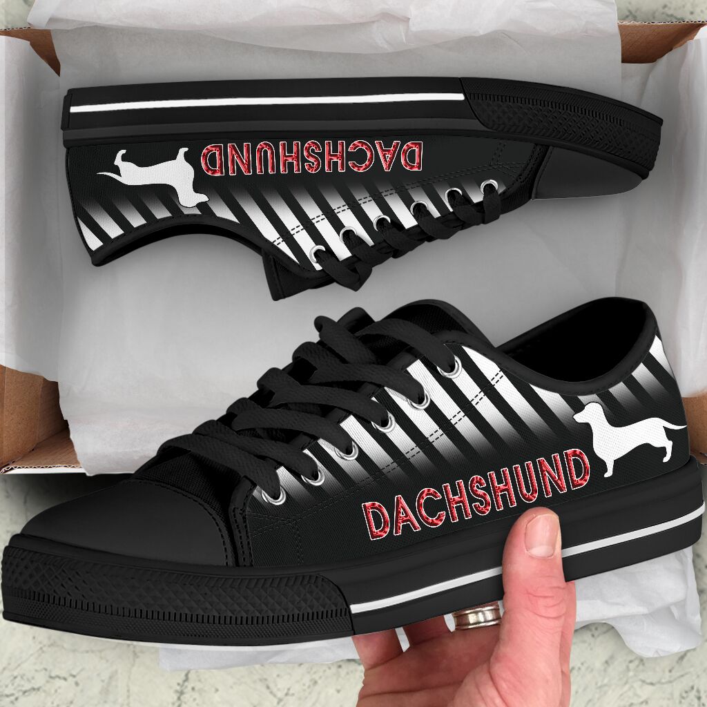 Dachshund Black Low Top Shoes - Love Low Top Shoes