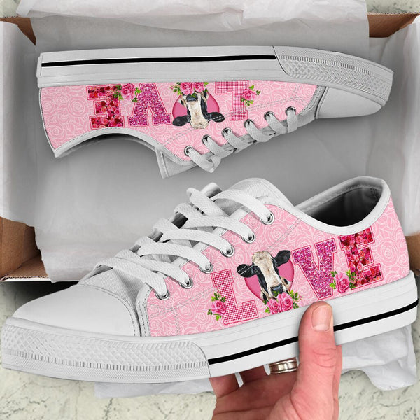 Cow Love Rose Pink Lowtop Shoes