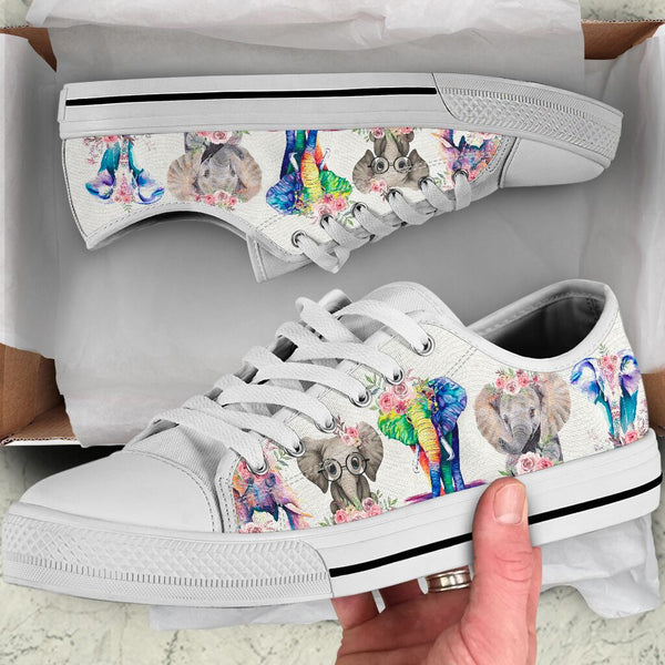Elephant - Flowers - Low Top Shoe - Love Love Top Shoes