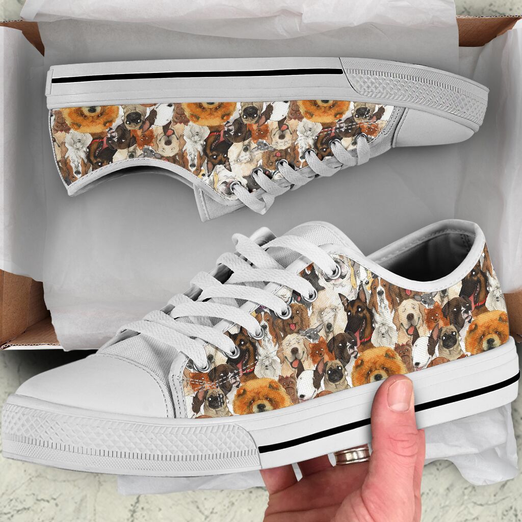 Dog Face Art Watercolor Low Top Shoes