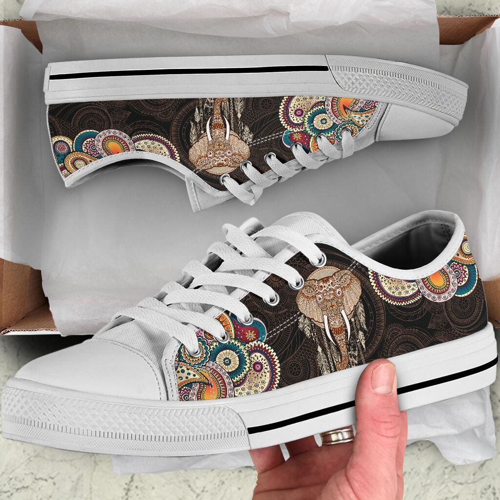 Elephant Henna Paisley Low Top White Sole Shoes