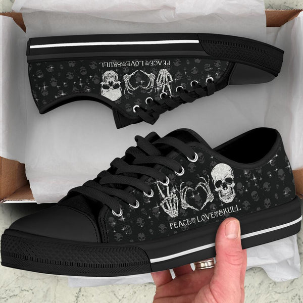 Peace Love Skull Lowtop Shoe - Love Love Top Shoes