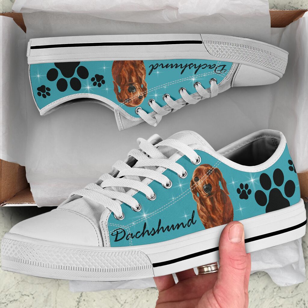 Dachshund And Dog Paw - Low Top Shoe - Love Love Top Shoes