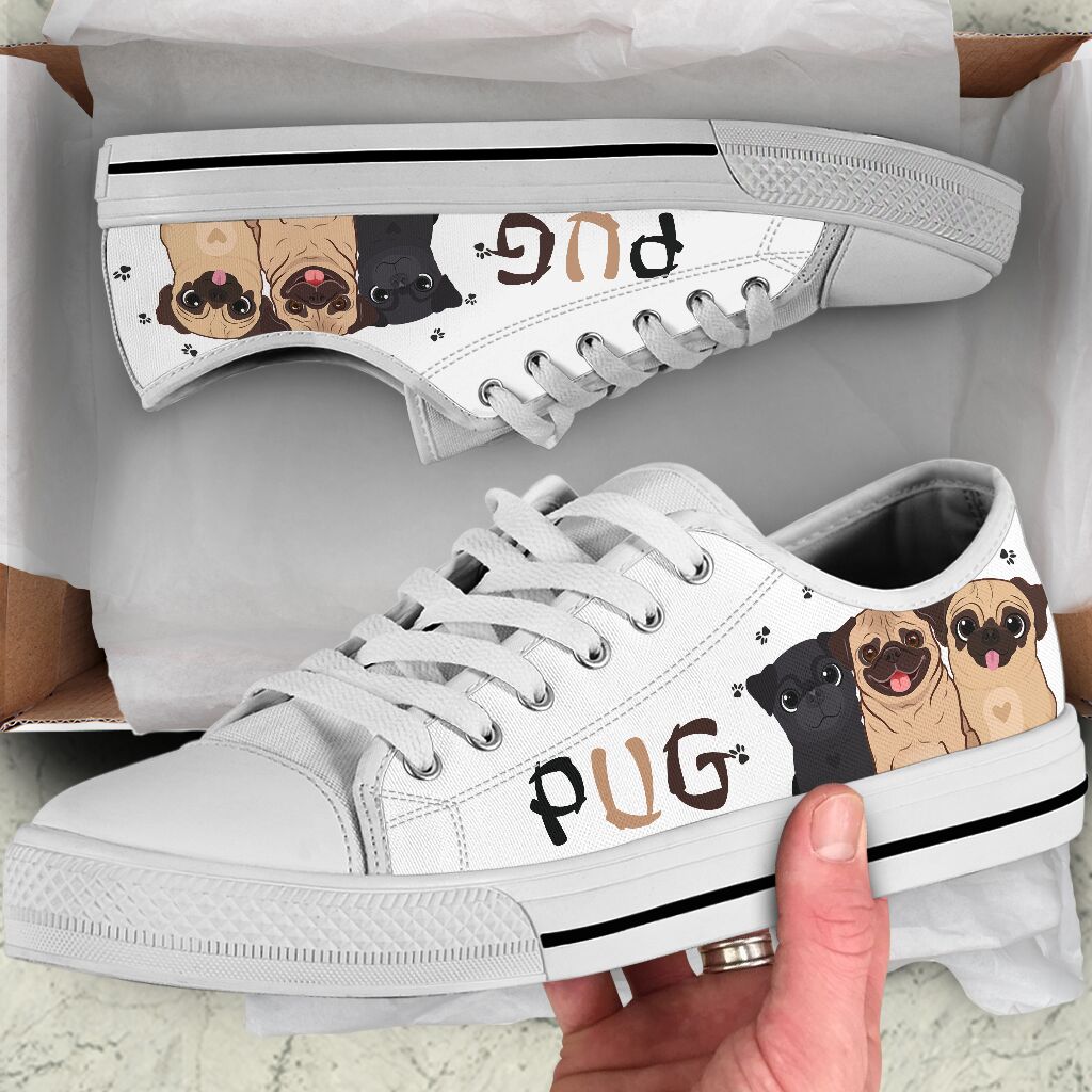 Pug Cartoon - Low Top Shoe - Love Love Top Shoes