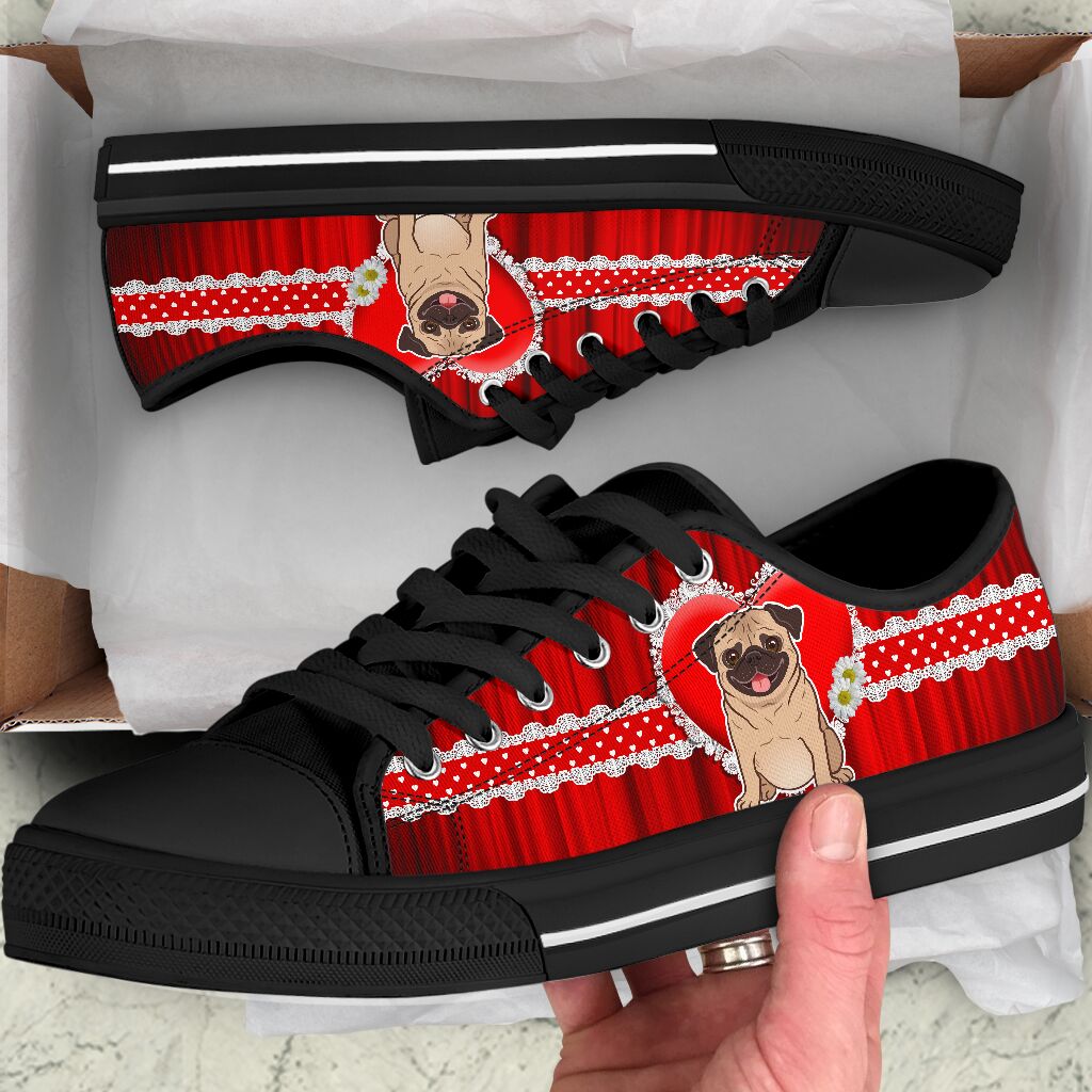 Pug Ribbon - Low Top Shoe - Love Love Top Shoes