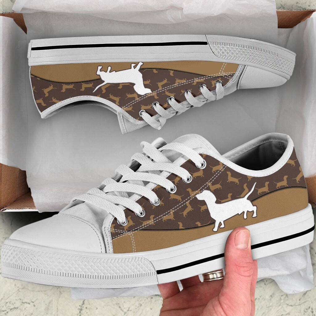 Dachshund Brown Pattern - Low Top Shoe - Love Love Top Shoes