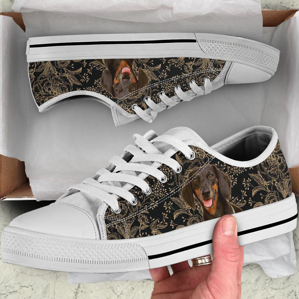 Dachshund Flower Gold - Low Top Shoe - Love Love Top Shoes