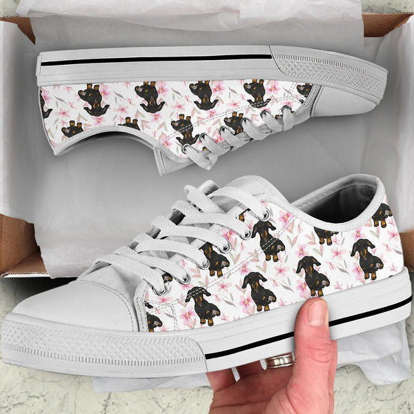 Dachshund Flower Pink Low Top Shoes - Love Low Top Shoes