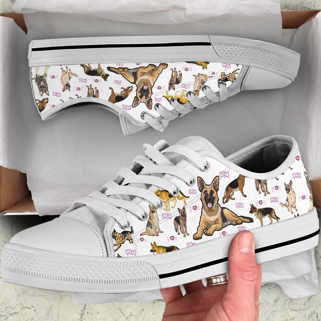 German Shepherd White - Low Top Shoe - Love Love Top Shoes