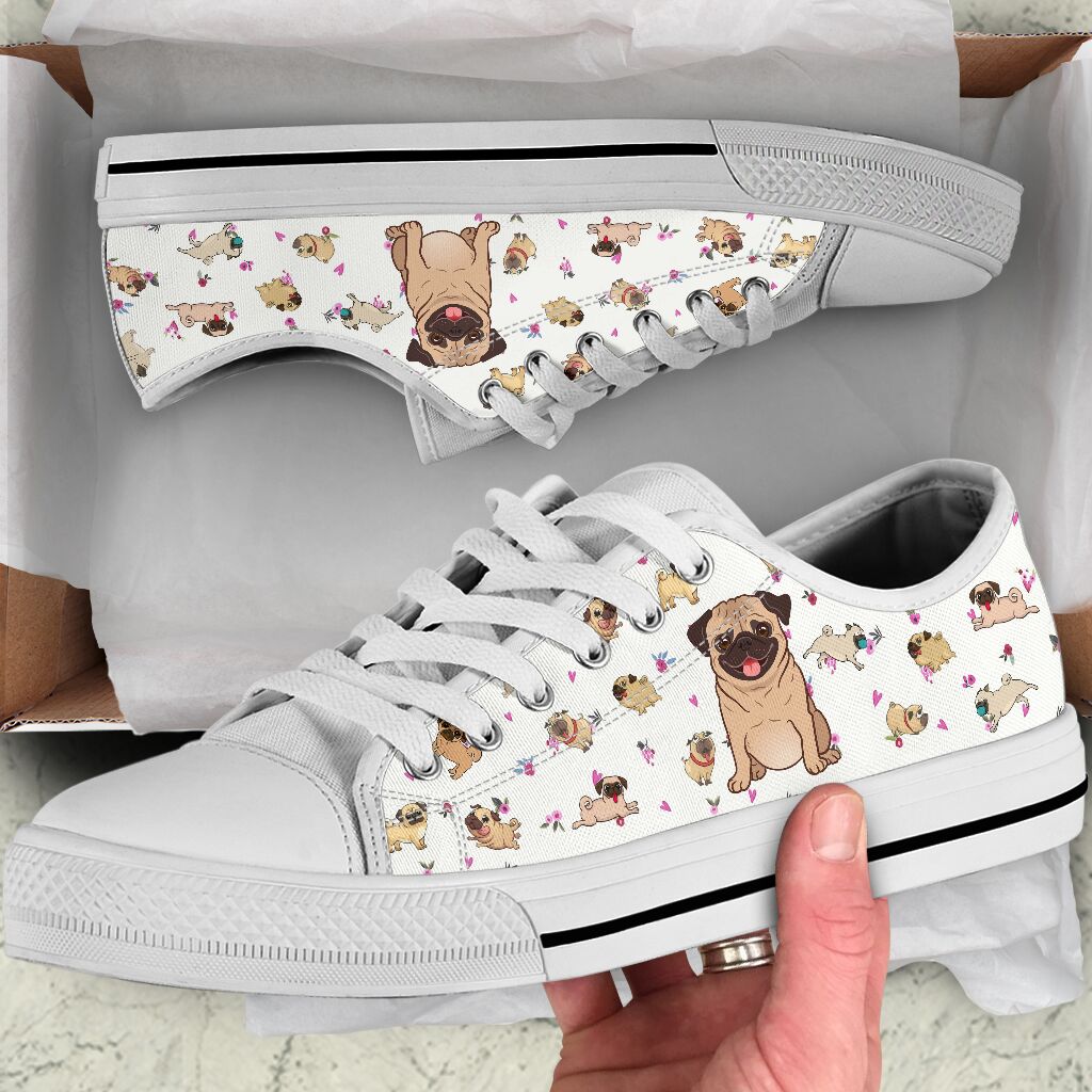 Pug Pattern Pug Low Top Shoe - Love Love Top Shoes