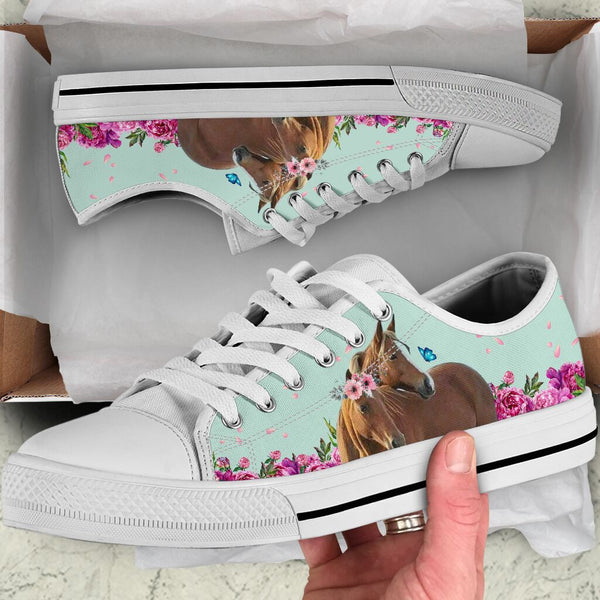 Horse Flower Butterfly Low Top  Shoes