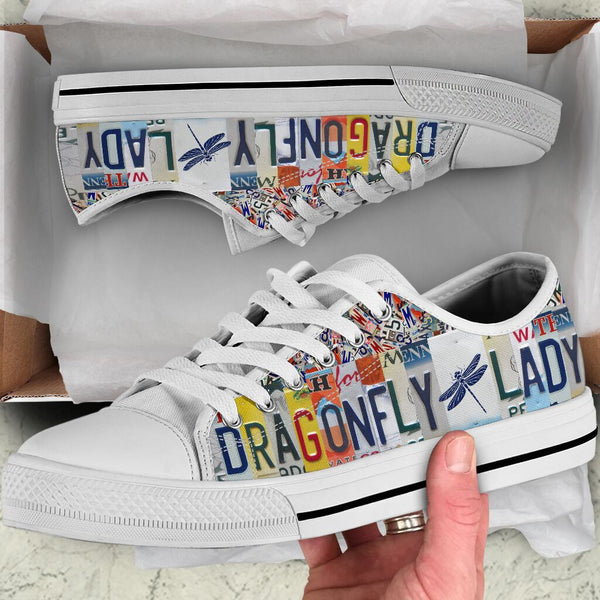 Dragonfly Lady License Plates Low Top Shoes