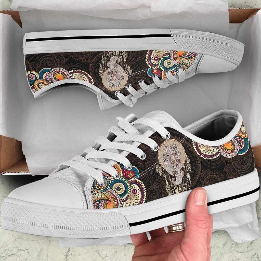 Horse Henna Paisley Low Top White Sole Shoes