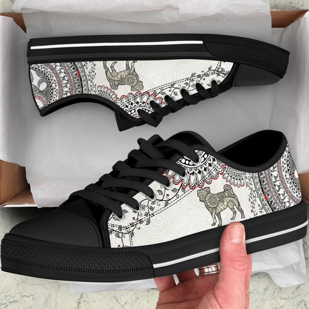 Pug Mandala Pattern - Low Top Shoe - Love Love Top Shoes