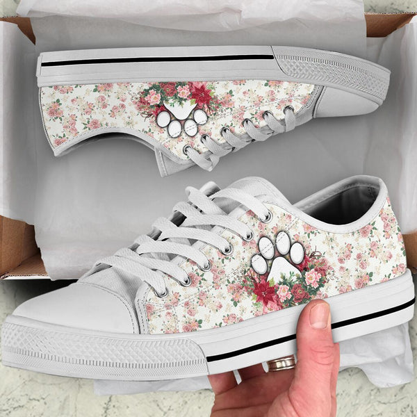 Dog Mom Flower Background - Low Top Shoe - Love Love Top Shoes