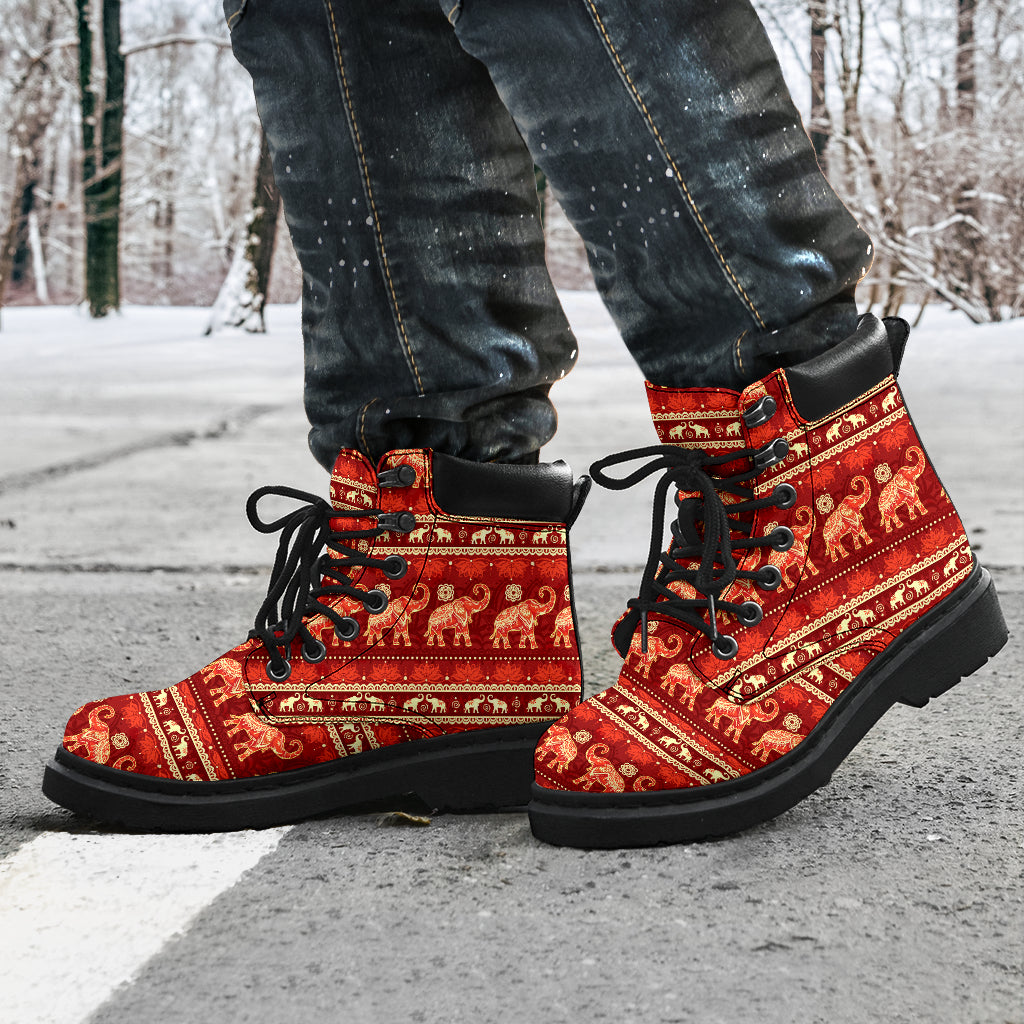 Elephant Seamless Pattern Boots- Love All Season Boots