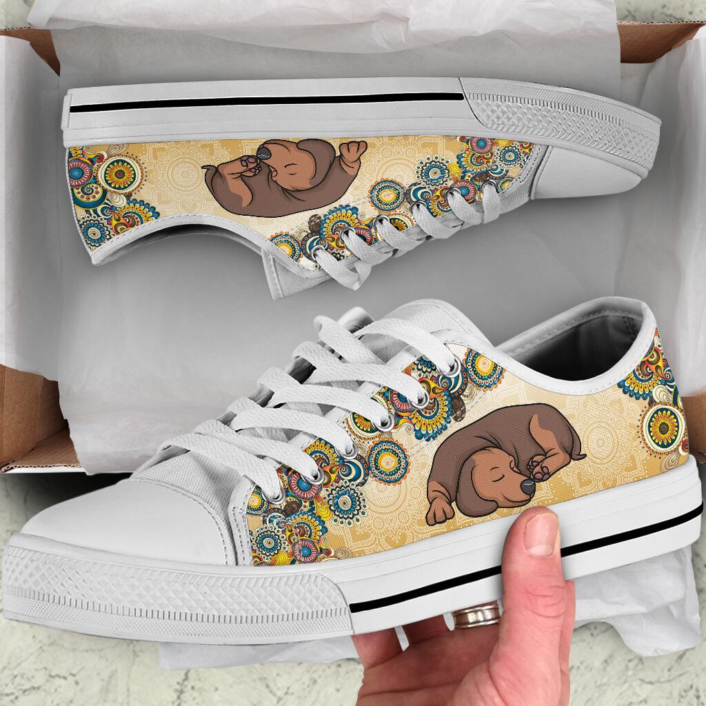 Dachshund Sleep Mandala - Low Top Shoe - Love Love Top Shoes