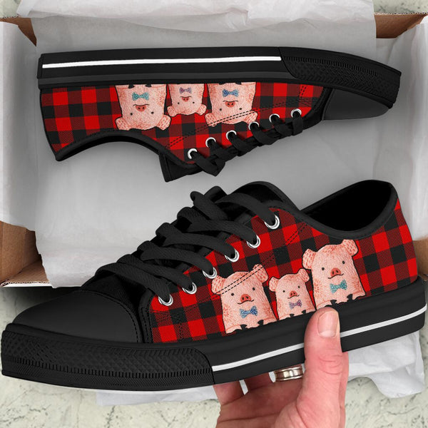 Pig Cute Caro Red Low Top Shoes