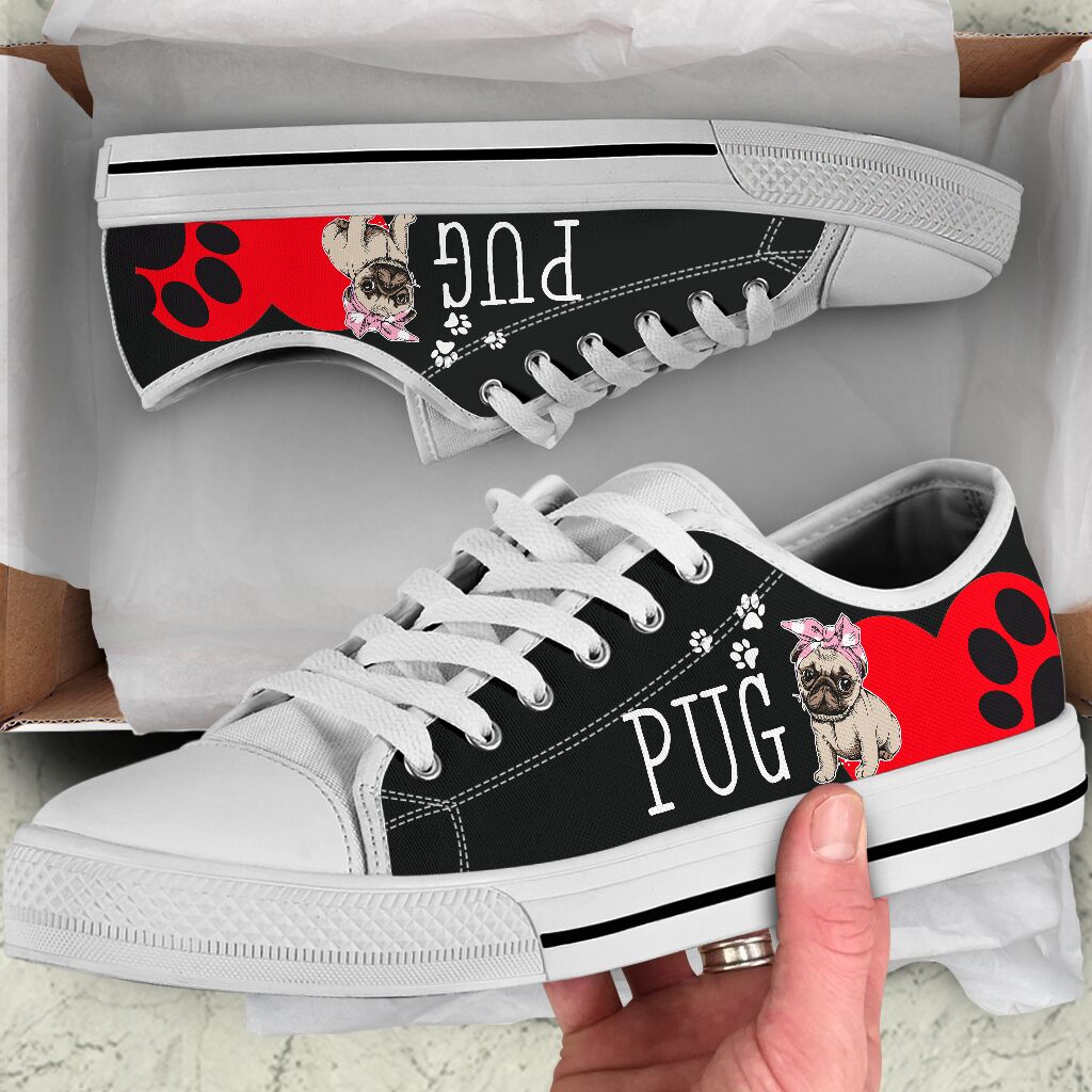 Pug Heart - Low Top Shoe - Love Love Top Shoes