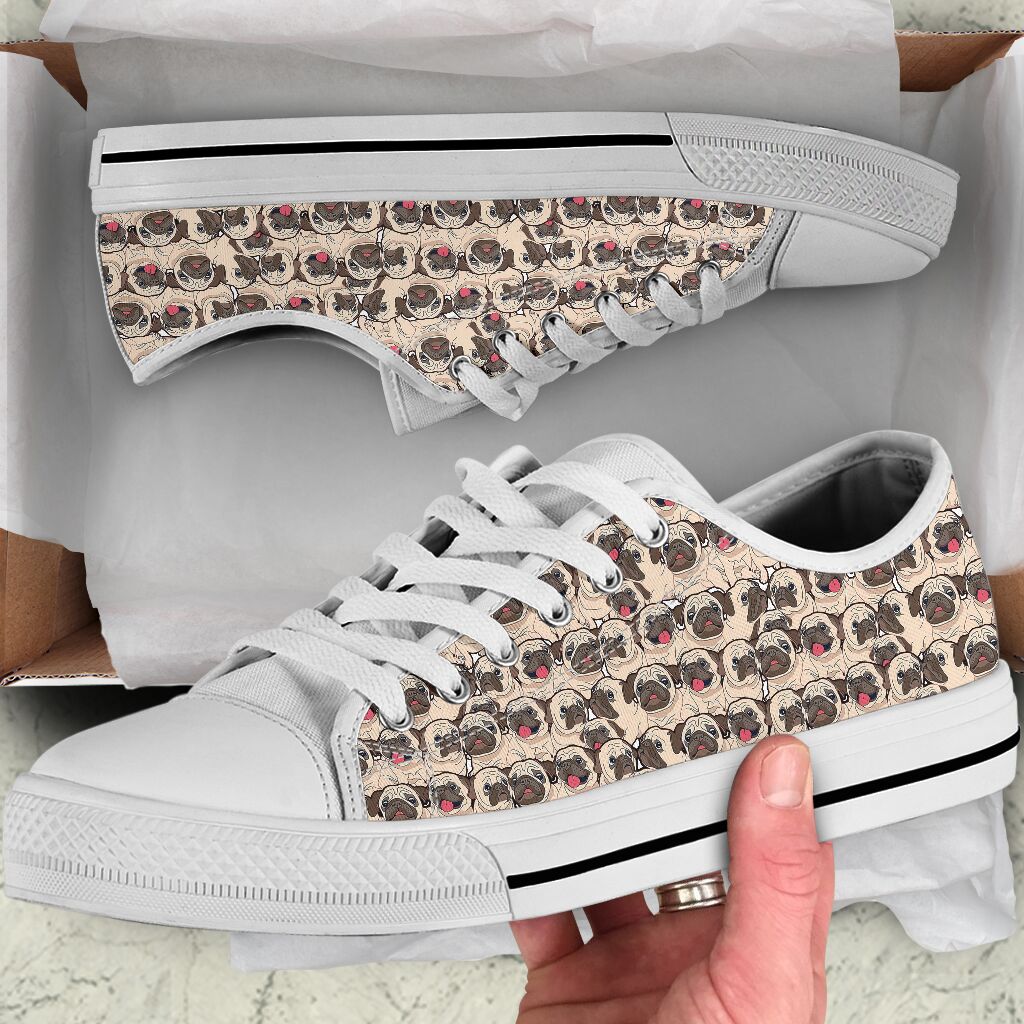 Pug Funny Pattern - Low Top Shoe - Love Love Top Shoes