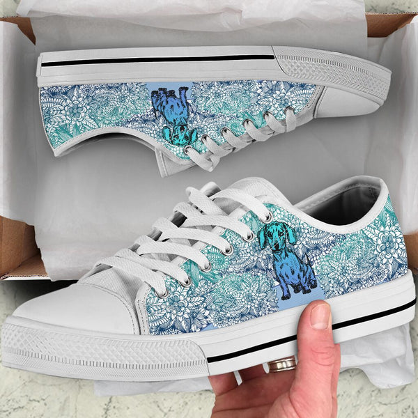 Dachshund Flower Gradient - Low Top Shoe - Love Love Top Shoes