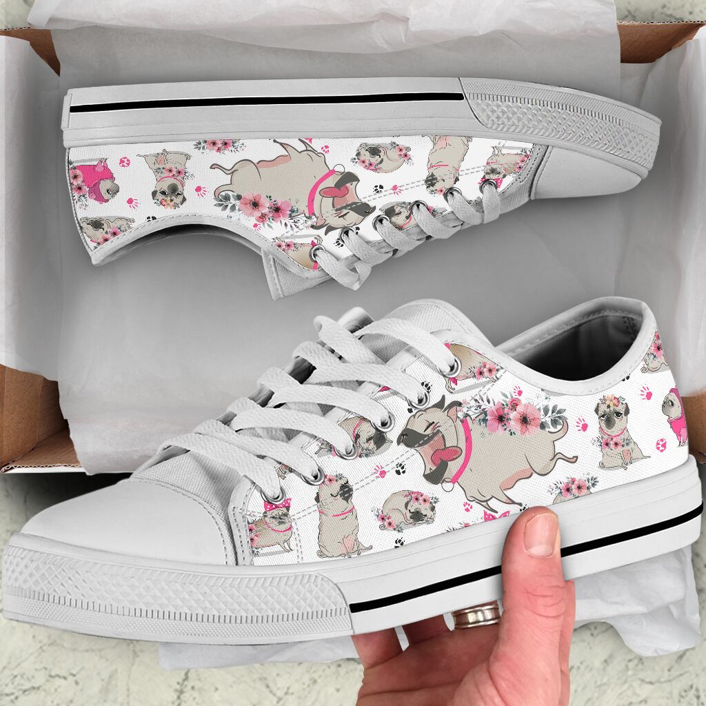 Low Top - Pug - Flower Shoe - Love Love Top Shoes