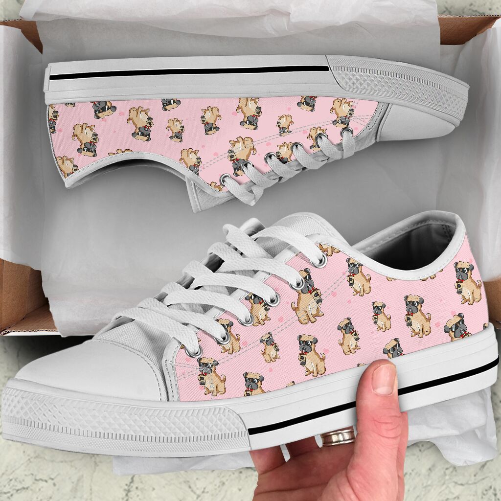Pug Cute Heart - Low Top Shoe - Love Love Top Shoes