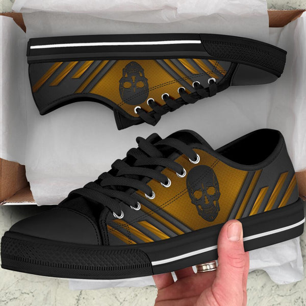 Skull Gold Low Top Shoe - Love Low Top Shoes