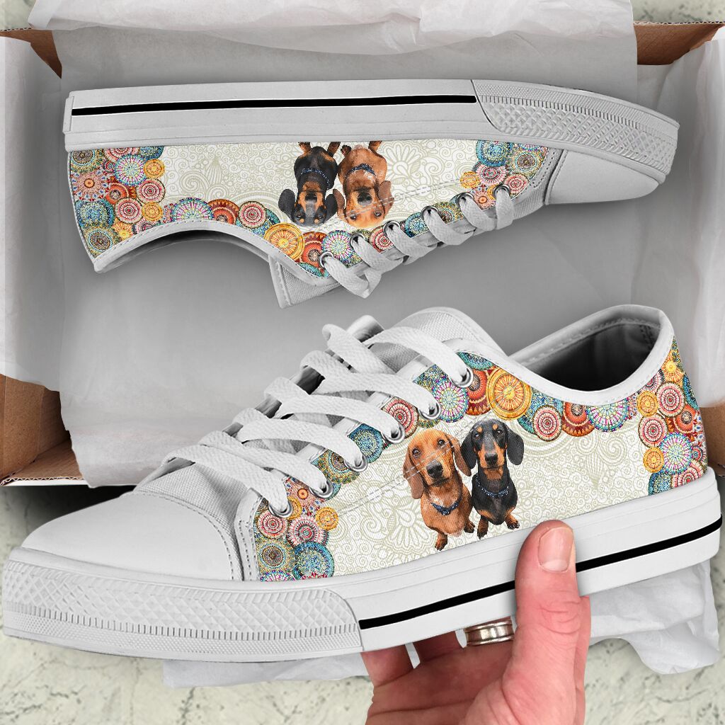 Dachshund Mandala Color Pattern - Low Top Shoe - Love Love Top Shoes