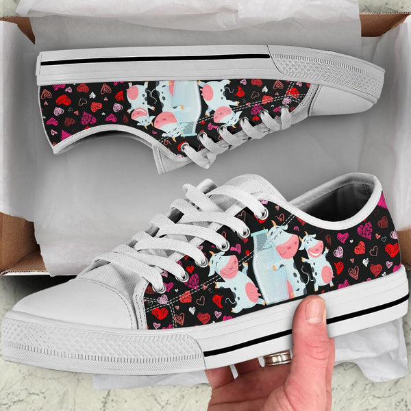 Cow Cute Love Pattern - Low Top Shoe - Love Love Top Shoes