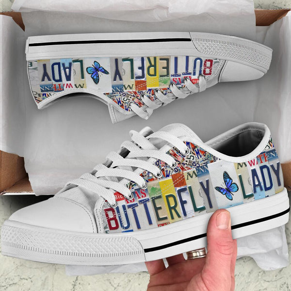 Butterfly Lady License Plates Low Top Shoes