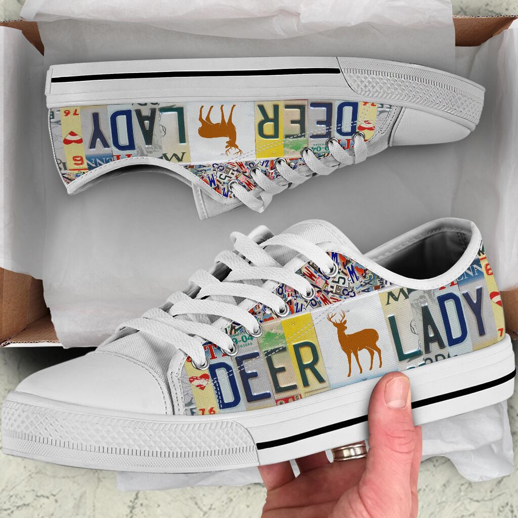 Deer Lady License Plates Low Top Shoes