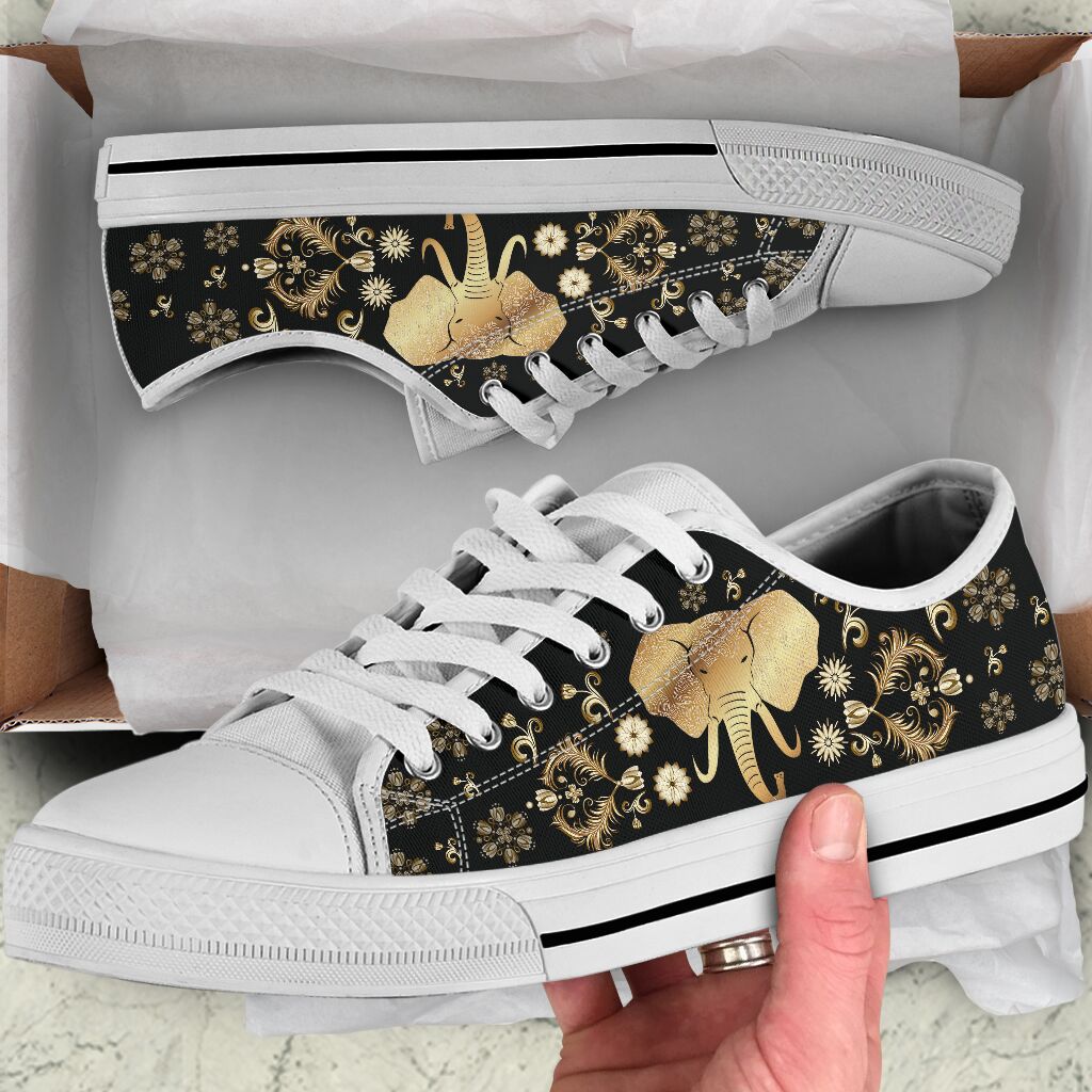 Elephant Gold Floral - Low Top Shoe - Love Love Top Shoes