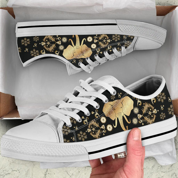Elephant Gold Floral - Low Top Shoe - Love Love Top Shoes