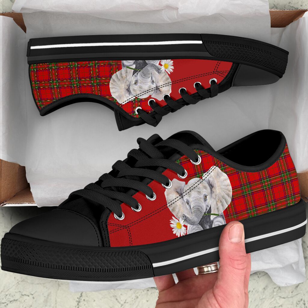 Elephant Red Plaid Low Top  Shoes