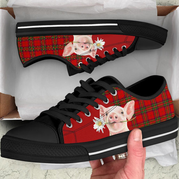 Pig Red Plaid Low Top  Shoes